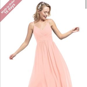Azazie Blake coral bridesmaid dress